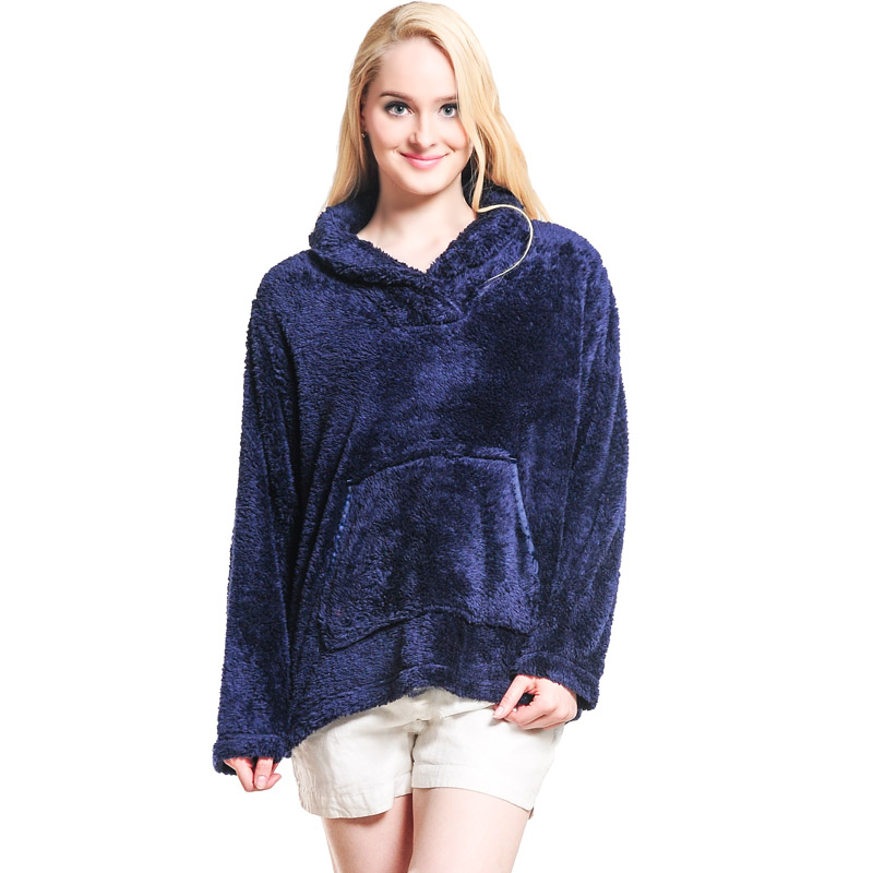 Dames knuffel fleece sweater met capuchon