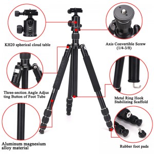 Diat AM294A KH20 draagbare aluminiumcamera videocamera statief Flexibel reizen Digitale camera statief