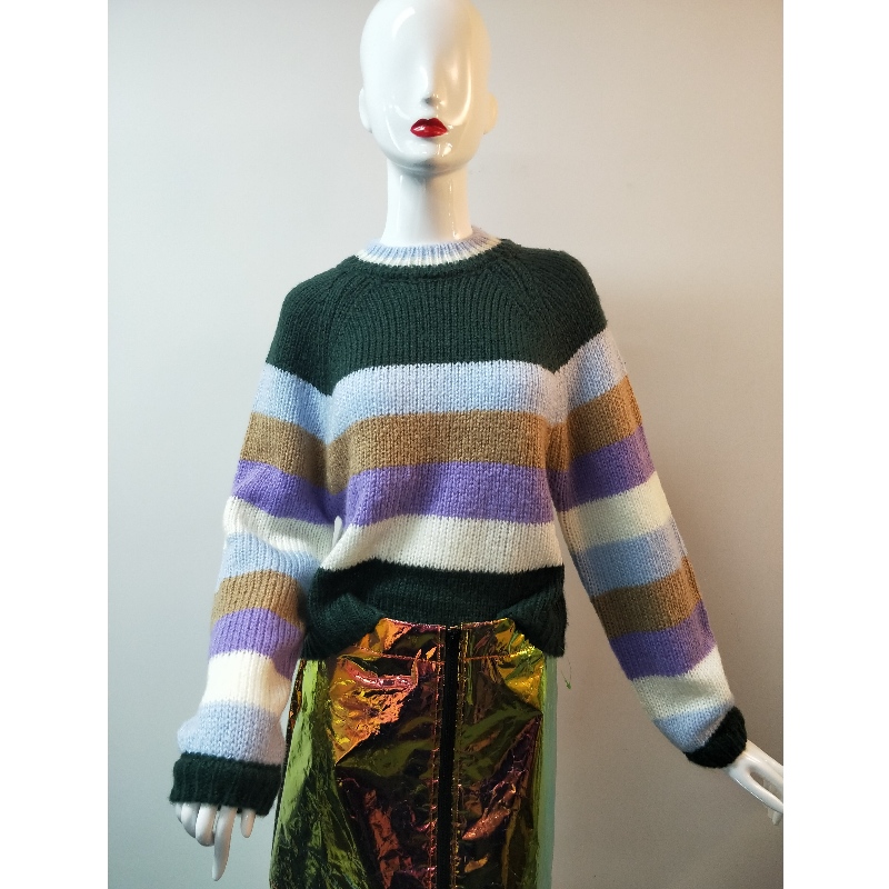 DAMES GESTREEPTE TRUI MET HALS RLWS0010F