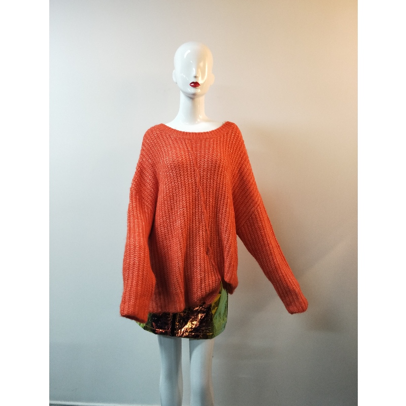 ORANJE IRREGULAR-HEM SWEATER RLWS0074F