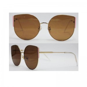 Groothandel Custom logo metalen zonnebril vrouwen grote kat ogen frame