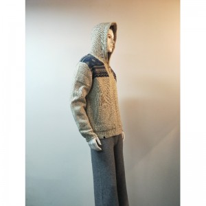 GRIJZE PRINT HOODED SWEATERCOAT RLMS0077F