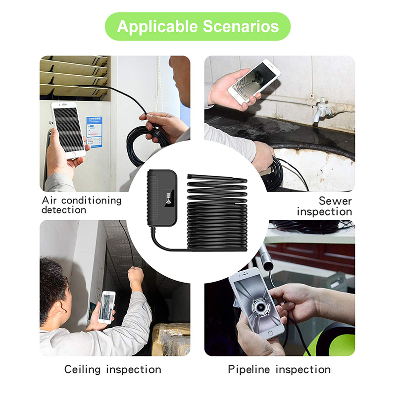 Auto Focal Draadloze Endoscoop 5.0 Megapixels HD WiFi Borescope Waterdichte inspectie Snake Camerafor Android, iOS en Windows, iPhone, Samsung, Tablet, Mac 3.28ft
