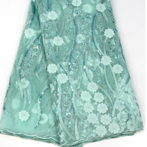 3d bloem kant met pailletten Hoge kwaliteit Afrikaanse Franse kant stof voor bruiloft Borduurwerk netto kant stof