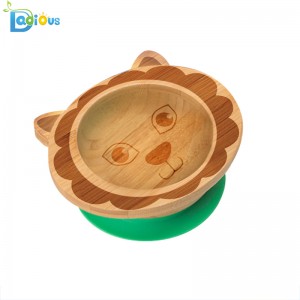 Aangepast logo Stay Put Zuignappen voor peuters Bamboo Baby Plate Suction BPA Gratis Bamboo Baby Plate