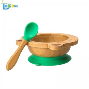 Aangepast logo Stay Put Zuignappen voor peuters Bamboo Baby Plate Suction BPA Gratis Bamboo Baby Plate