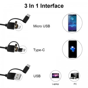 3 in 1 inspectie oorsmeerverwijderaar 720P waterdichte camera met 6 instelbare LED's Compatibel met Android en iOS