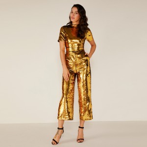 Vrouw Sexy Sparkle Glitter reflecterende jumpsuit nieuwste ontwerp