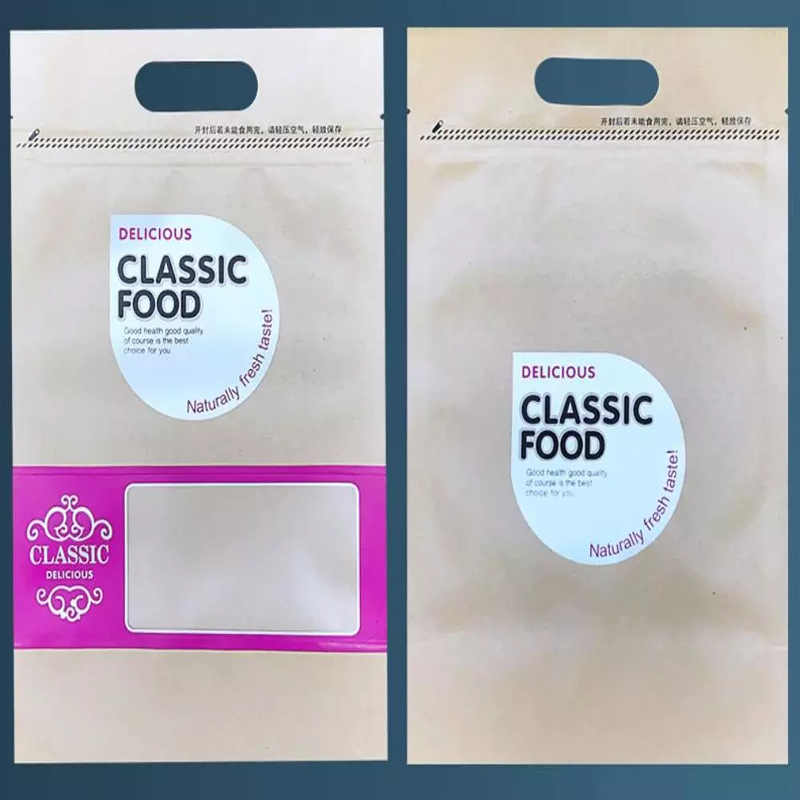 Hoge kwaliteit bedrukt aanpassen bedrukking rits zak voor voedselverpakking met handvat