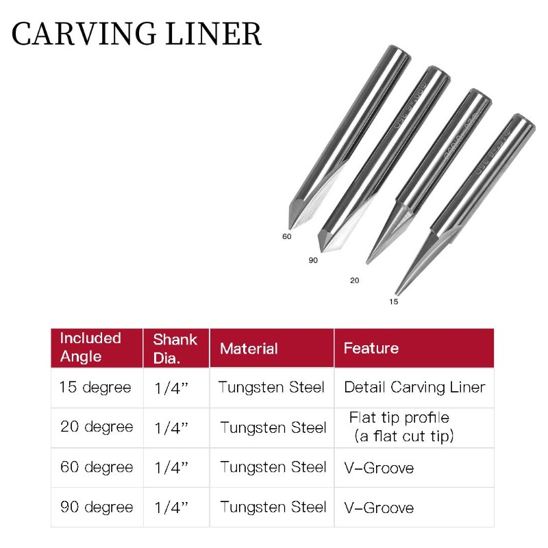 Graveren Bits, 2 Fluiten Rechte CNC V-bit 1/4 Inch Schacht Markering Conische Graveren Router Tool voor Staal Aluminium Messing MDF Hout