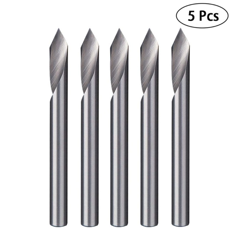 Spiraal 60 Graden V Groef Graveren Tool Platte Bodem CNC Router Bits 1/8 Inch Schacht voor Aluminium MDF Hard Hout Koper 5 STKS