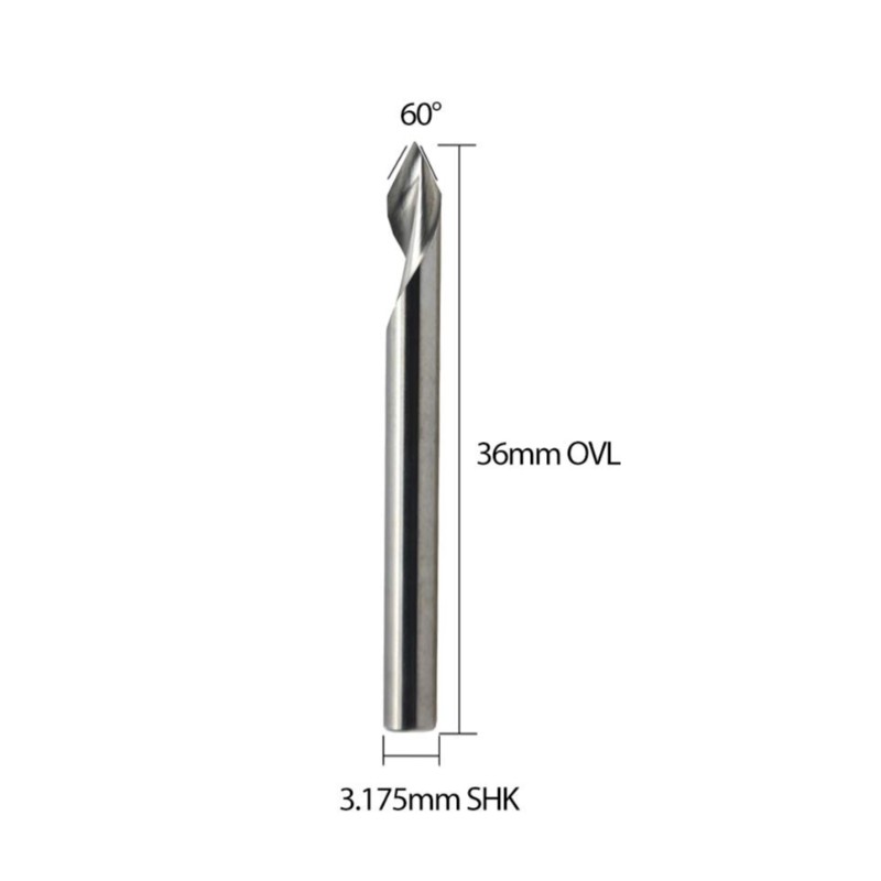 Spiraal 60 Graden V Groef Graveren Tool Platte Bodem CNC Router Bits 1/8 Inch Schacht voor Aluminium MDF Hard Hout Koper 5 STKS