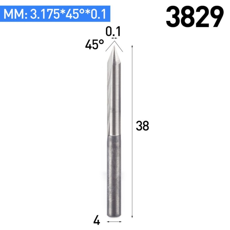 Rechte 45 Graden V Groove Graveren Tool Carbide CNC Router Bits 1/8 Inch Schacht 0.1mm Tip 5 STKS