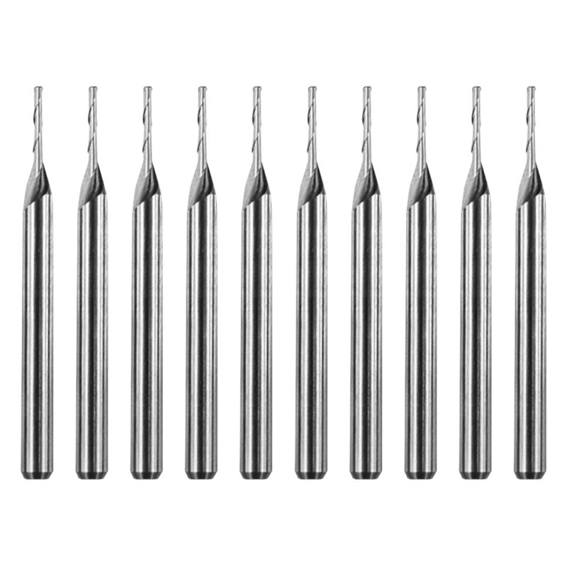 Carbide frezen, dubbele fluiten Spiraalcarbide platte neusfrees CNC-frees 1 mm Snijden Dia.