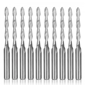CNC-frees 1/8 ”Schachtfreesneusfrees 2mm Snijden Dia. 2-fluit spiraal opgesneden frees graveren Carving Tool Set wolfraam staal 17mm CEL, 38,5 mm OAL voor MDF acryl hout PVC