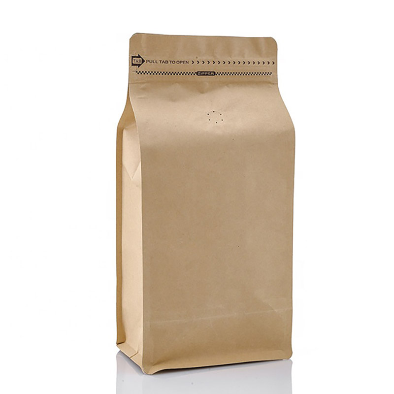 Hoge kwaliteit 100 g 250 g 500 g 1 kg gewone voorraad bruine kraftpapier koffiebonenzakken met klep en ritssluiting