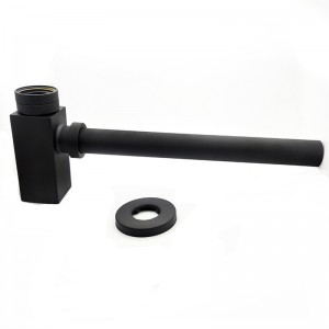 Vierkante messing zwarte matte sifon voor spoelbak