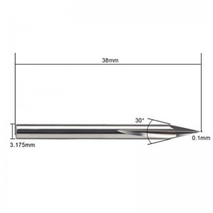 Metalen graveerbit, EnPoint 30 graden V-bit Carbide Taaie tip Conusvorm CNC-graveerbit met 2-groef Striaght-groeven 1/8 \