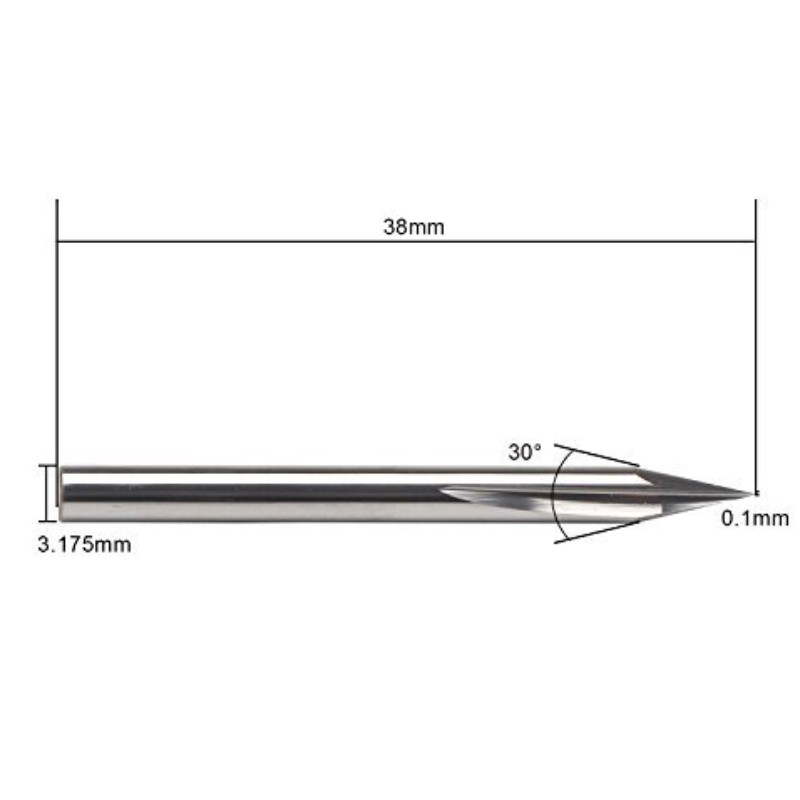 Metalen graveerbit, EnPoint 30 graden V-bit Carbide Taaie tip Conusvorm CNC-graveerbit met 2-groef Striaght-groeven 1/8 