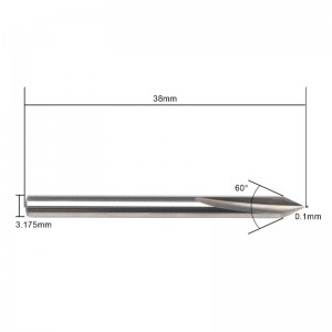 60 graden V-bit, EnPoint metalen graveerbit Carbide Taaie tip Kegelvorm CNC-graveerbit met 2-fluit 1/8 \