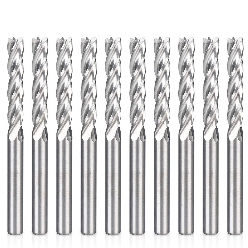 CNC-frees 1/8 frezen 1 8 schacht 4-fluit spiraalsnijder frees wolfraamstaal houtsnijgereedschapset 17 mm CEL, 38,5 mm OAL voor acryl MDF PVC dichtheidskaart hardhout multiplex