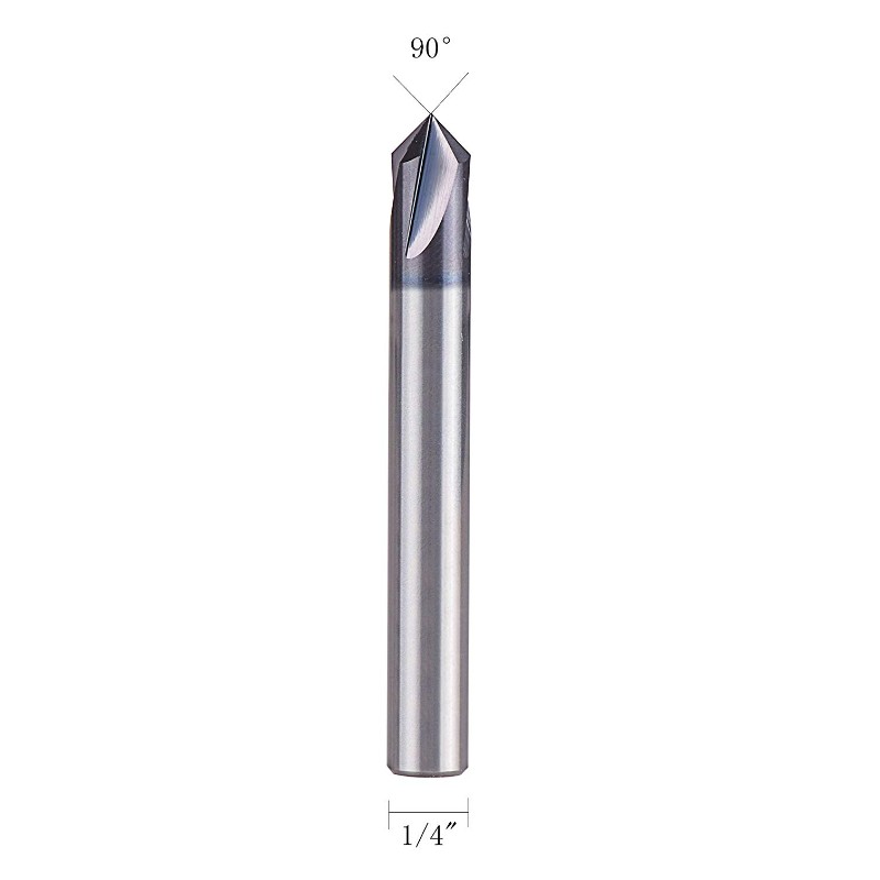 90 graden Carbide V bits met Tiain gecoate 4 fluiten, afschuining frees voor speleologie V groef en teken