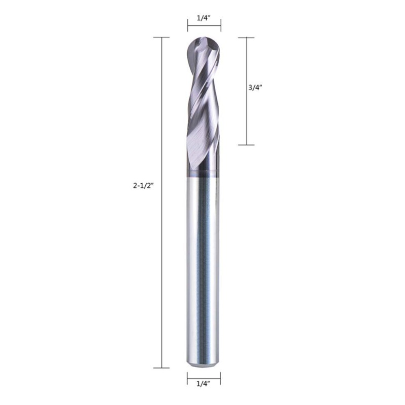 Balneus Carbide Frees CNC Frees Router Bits Dubbele fluiten Spiraalfrees 1/4 inch schacht met 3 inch over lengte