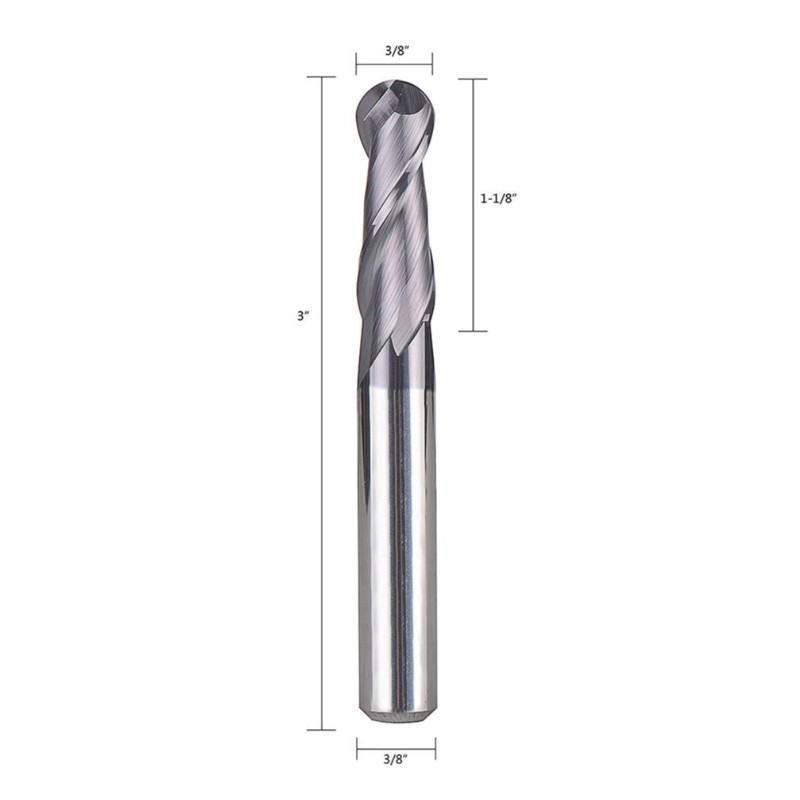 Balneus Carbide Frees CNC Frees Router Bits Dubbele Fluit Spiraal Freesgereedschap 3/8 inch Schacht met 3 inch OVL