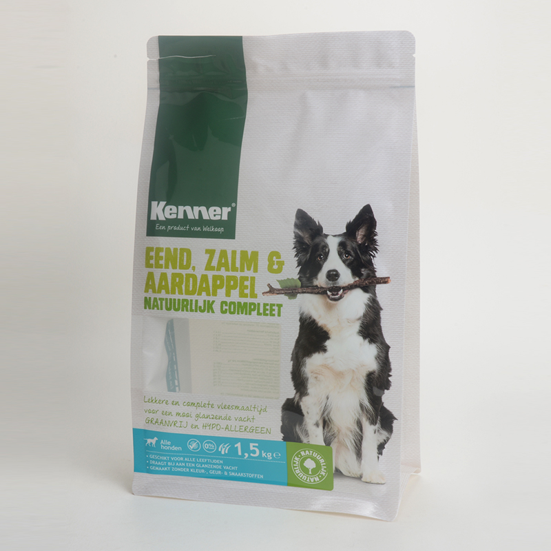 1,5 kg diervoeding verpakking zak zijvouw hondenvoer ritszakken plastic gelamineerd bevroren kippenvlees verpakking pouch