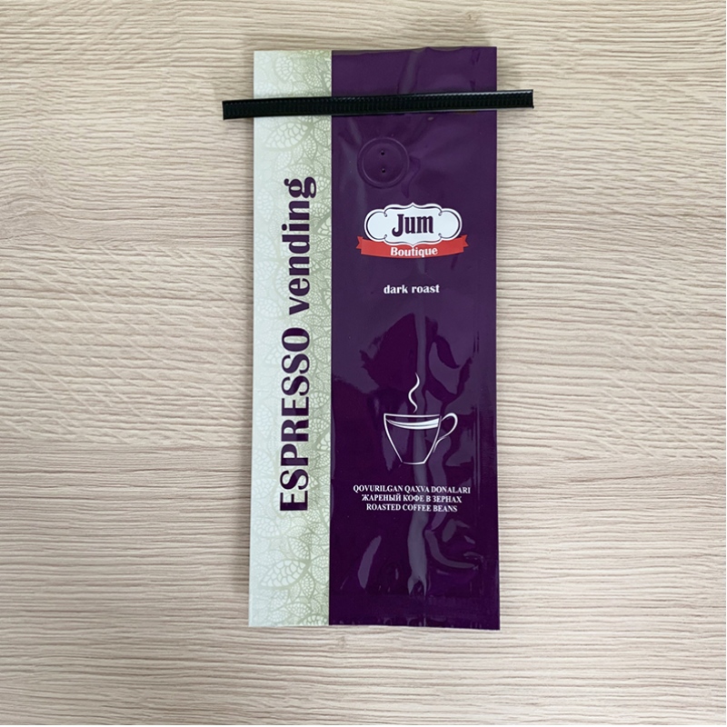 China 250 gram zijvouw koffiezak met ontgassingsventiel aluminiumfolie koffiezak met tin tie 12 oz tin tie koffiezak