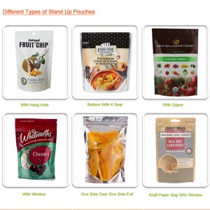 China leveranciers op maat bedrukte plastic opstaande zak, snoep of suiker of snack gebruiken mylar ritssluitingszakken, food grade doypack