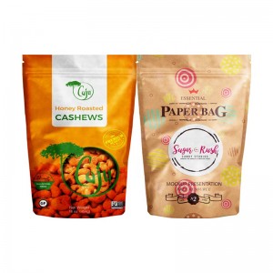 Zakje met rits Kraftpapier Stand-up voedselverpakking Ritssluitingszak Doypack op maat bedrukt