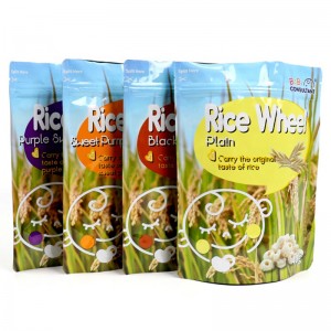 hersluitbare voedselzak of snackzak rijstzakverpakking met ritssluiting bovenaan