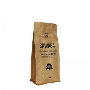 Eenvoudige Kraft koffiezak Quad Seal Box bodemverpakking