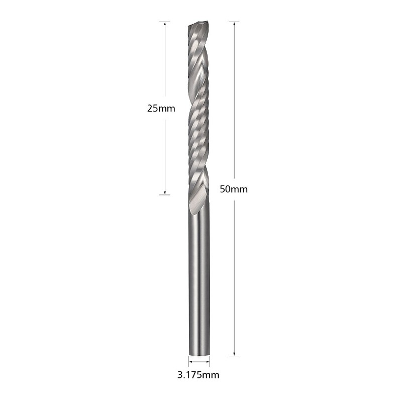 CNC-frezen, 1/8 ”freesfrees met enkele fluit voor hout, nylon, hars, ABS, acryl, PVC, MDF