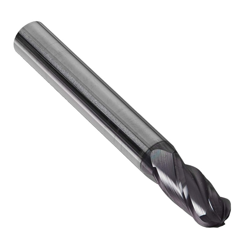 Volhardmetalen kogel neusfrees, gecoat, 4 fluit, 1/4 