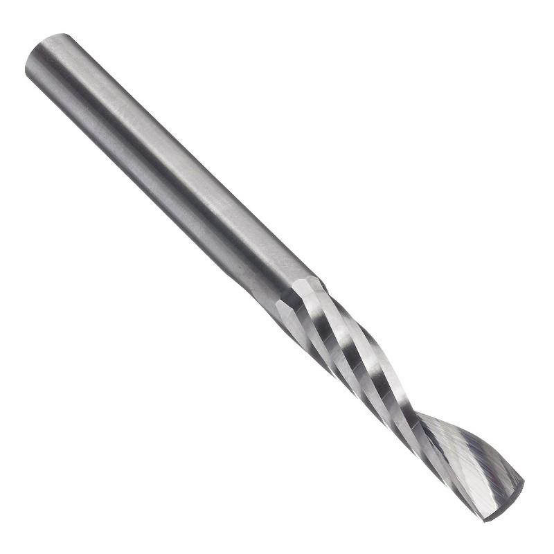 Volhardmetaal Opgesneden spiraalvormig O-fluitsnijgereedschap, inch, ongecoat (helder) Afwerking, 21 graden helix, 1 fluit, 3.0000 