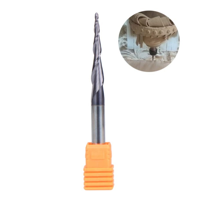 Conische kogelneusfrees 1/4 x 3 inch met 0,75 mm kogelneus 4,36 graden voor CNC-graveren