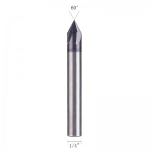 Carbide afschuining End Mill V Groove Router Bit 60 graden, 4 fluiten, 1/4 inch schacht voor CNC Carving en afschuinen