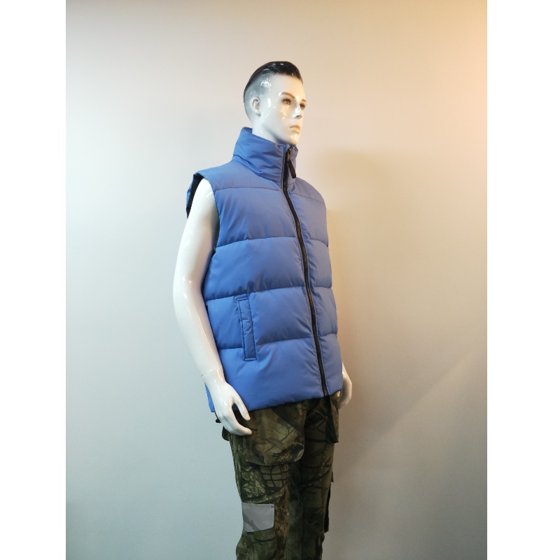 BLAUW GEWATTEERD VEST VOOR HEREN RLMV0001