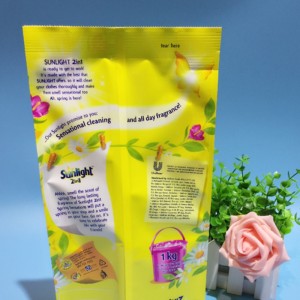 Opstaande uitloop plastic wasvloeistof vloeibare zeepzak / wasmiddelverpakking