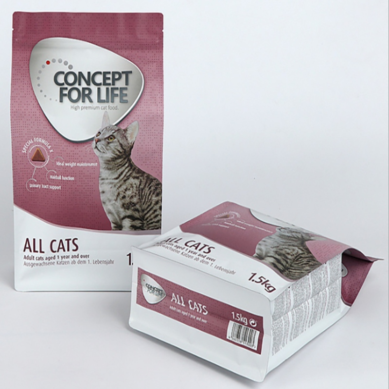 Vlakke bodem plastic zakken met rits Acht zij verzegelde plastic zakken voor Pet Food Bag Packaging