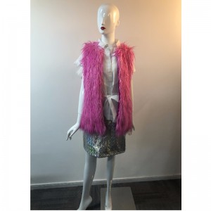 MAGENTA SHAGGY GILET DAMES RLWF0023