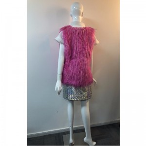 MAGENTA SHAGGY GILET DAMES RLWF0023