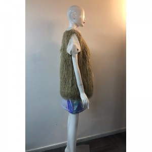 SHAGGY GILET VAN DAMES IN MOSTERD GOUD RLWF0026