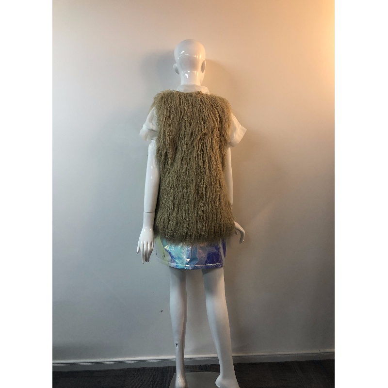 SHAGGY GILET VAN DAMES IN MOSTERD GOUD RLWF0026
