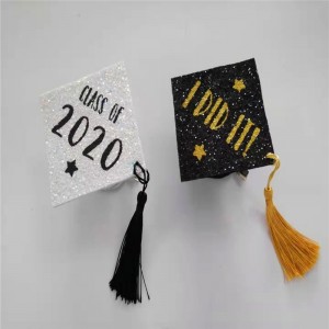 Witte grad cap met verschil kleur glitter afstuderen feestmuts