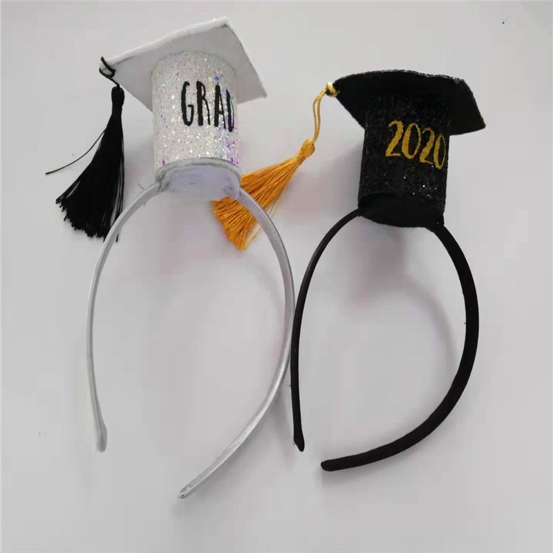 Witte grad cap met verschil kleur glitter afstuderen feestmuts