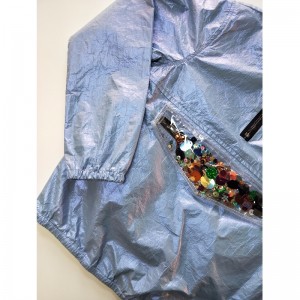 BLAUWE HOODED WINDERBREAKER VOOR KINDEREN RLCJ0002N