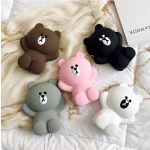 Siliconen cartoon tas meisje tas schattige siliconen mobiele telefoon tas beer persoonlijkheid ketting enkele schouder schuine tas tas